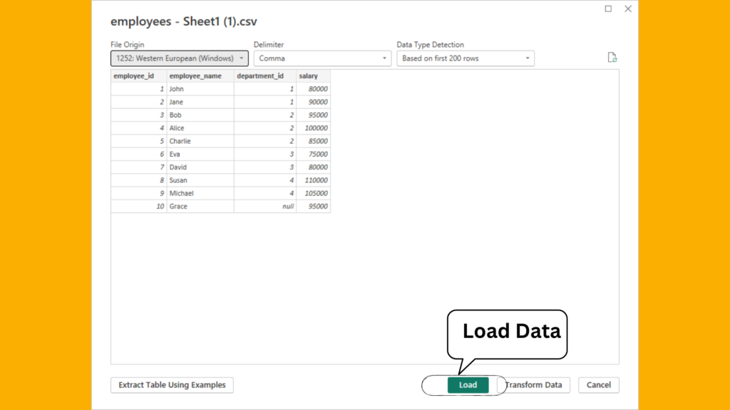 Loading data into power bi