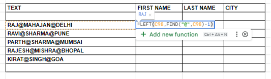 Combining FIND with LEFT in Google Sheet