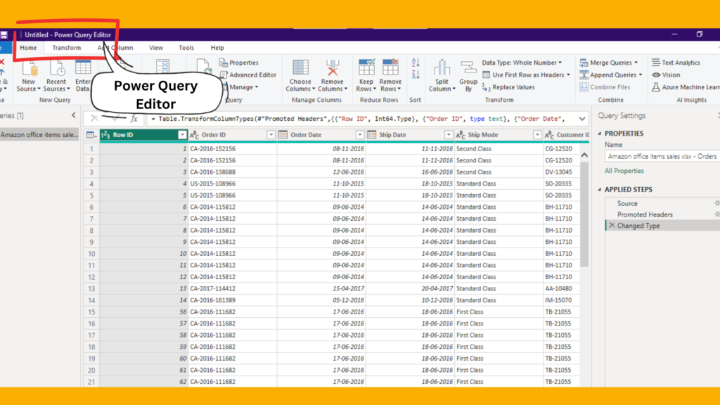 power query editor
